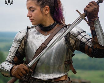 Medieval Steel Armor Suit For Women | Female Knight Armor Costume | Lady Warrior Armor Set | LARP Steel Cuirass Armor | Renaissance Cosplay