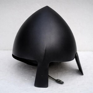 Handmade Medieval Nasal Helmet: 18 Gauge Steel Viking Battle Armor BLACK