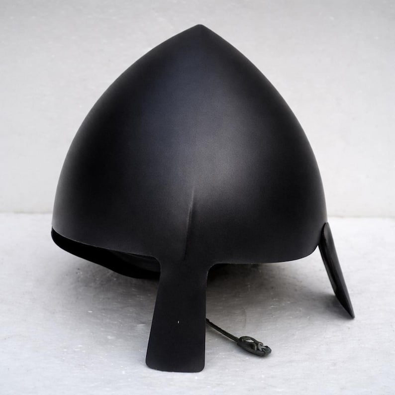 Handmade Medieval Nasal Helmet: 18 Gauge Steel Viking Battle Armor BLACK