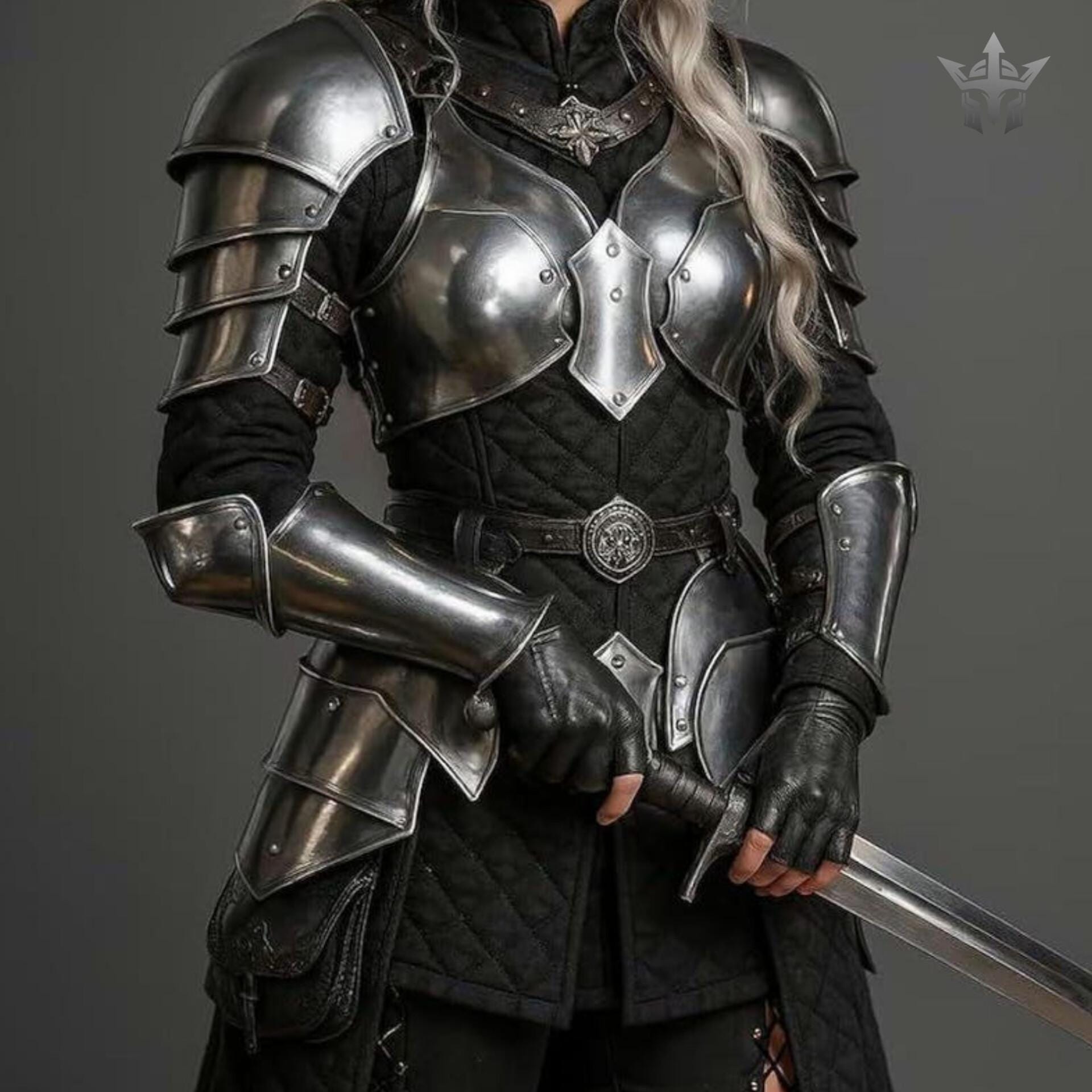Steel Female Knight Armor Set | Breastplate, Pauldrons, Arm Guards | LARP Cosplay Costume