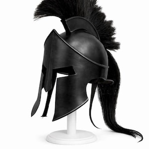 Black Antique Gold Spartan Helmet | Greek Warrior Plume Replica