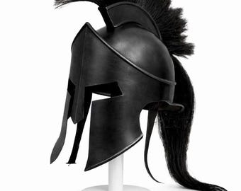 Schwarzer antiker gold spartanischer Helm | Federschmuck aus Griechenland