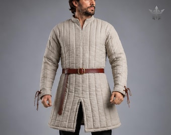 Medieval Gambeson Padded Armor, Quilted Gambeson Jacket, Medieval Padded Coat, LARP Armor, Renaissance Faire Costume