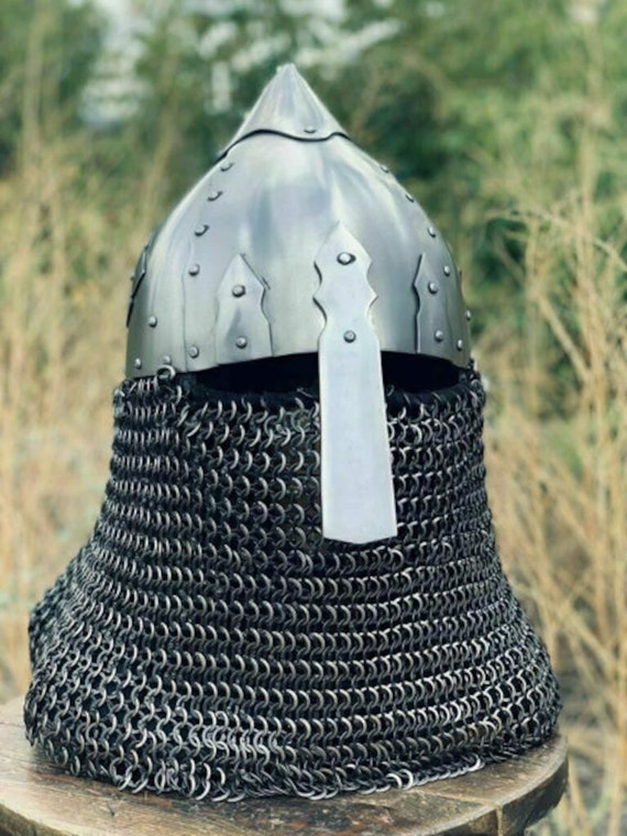 Handmade Medieval Viking Chainmail Helmet | Battle Warrior Armor