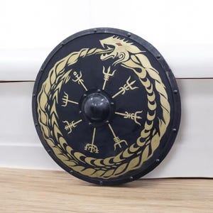 Benutzerdefinierte Valhalla Wikinger Schild, mittelalterliches geschnitztes hölzernes rundes Wikinger Schild, Wikinger Geschenk, Weihnachtsgeschenk, Wikinger Cosplay Schild