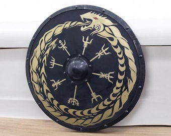 Benutzerdefinierte Valhalla Wikinger Schild, mittelalterliches geschnitztes hölzernes rundes Wikinger Schild, Wikinger Geschenk, Weihnachtsgeschenk, Wikinger Cosplay Schild