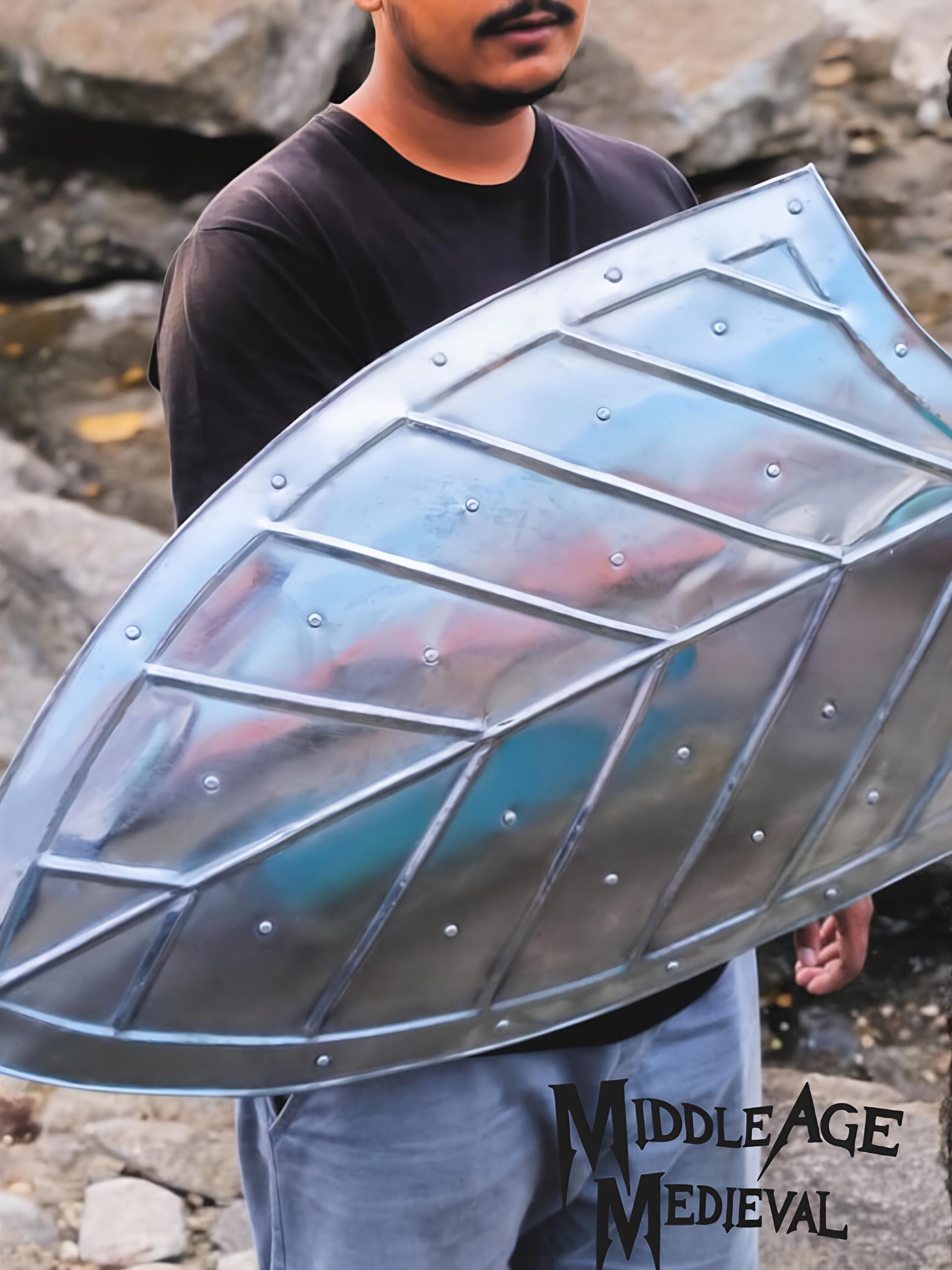 Medieval Knight Heater Shield: 18G Steel Larp Cosplay Prop