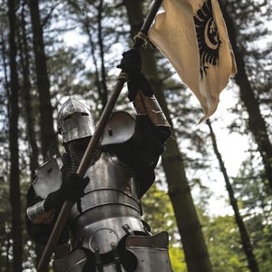 18-gauge stål Barbuta riddarrustningsset • Medeltida reenactment LARP Cosplay • Helkroppsplåtsrustning bild 11