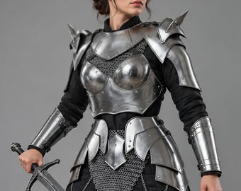 Women’s Medieval Armor Costume, Fantasy Warrior Armor, Female Knight Outfit, LARP Armor, Cosplay Battle Costume