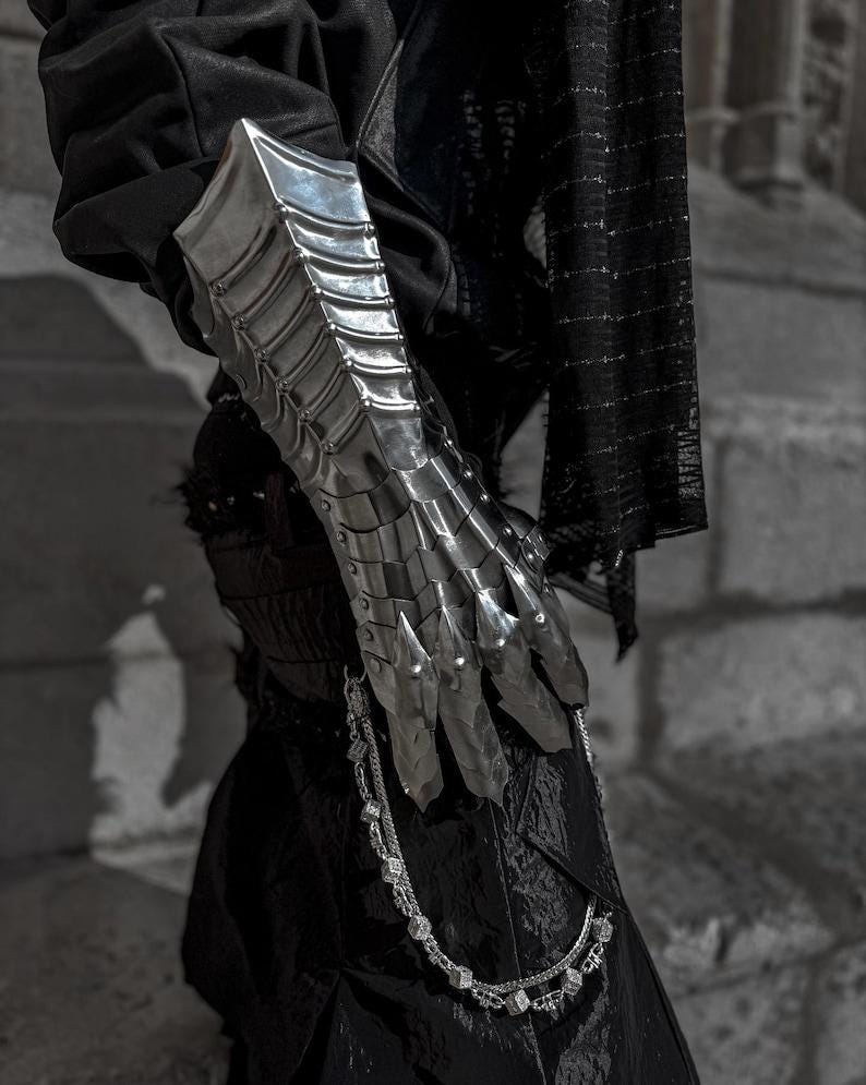 Ringwraith nazgul silver gauntlets | handmade medieval steel gauntlets | fantasy dark knight armor | larp cosplay battle gloves image 3