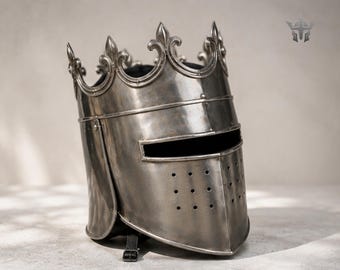 Medieval Queen/king Crown Helmet – Wearable Steel Armor for Cosplay, LARP, Reenactment & Display