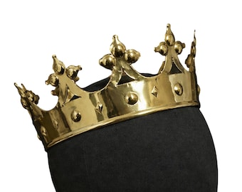 Koninklijke middeleeuwse kroon voor koning en koningin, handgemaakte koperen kroon, fantasie cosplay kroon, renaissance koning tiara, gotische kroon