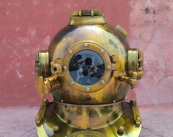Vintage US Navy Mark V-duikhelm – messing maritiem diepzee-verzamelaarsitem