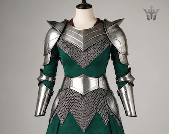 Women's Elven Armor Set | Handmade Steel Elf Warrior Armor | Fantasy Chainmail Costume | LARP Cosplay Medieval Knight Armor