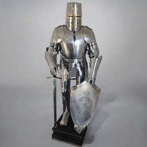 medieval Templar Knight Full suit of armor with Sword & shield  - Wearable 18 Gauge Steel Body Armor Replica For Display / Cosplay