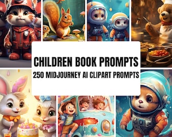 Livre pour enfants Midjourney Prompts, Invites de livres pour enfants, Invites de mi-journey, Fantasy Cute Adorable, AI Art, Tutoriel Midjourney