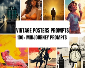 Vintage Poster Midjourney Prompts, AI Art, Retro Poster Prompts, Midjourney Prompt,Digital Design, Digital Art, AI Generated
