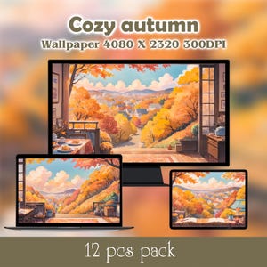 Cozy Autumn Lofi wallpapers aesthetic desktop wallpaper ipad wallpaper tablet background Studio ghibli inspired