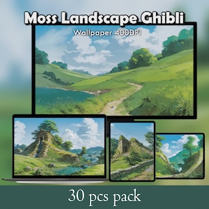Moss Landscapes Studio ghibli inspired desktop wallpaper laptop wallpaper macbook wallpaper PC anime wallpaper background