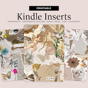 Afdrukbare Kindle-omslaginzetstukken, Kindle-e-reader papieren bijvoegsel, doe-het-zelf papieren plakboekstijl leesgrage collageaccessoire voor Paperwhite Oasis Basic