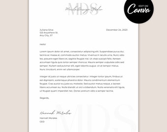 Clean & Modern Letterhead Template - Easy To Edit Canva Templates - Editable Printable Professional Corporate Letterhead - MD0098