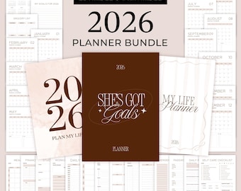 2026 Planner Template in Beige with Extra Covers, Editable Canva Template, Aesthetic Minimalistic Daily Lifestyle Printable Calendar, MD0143