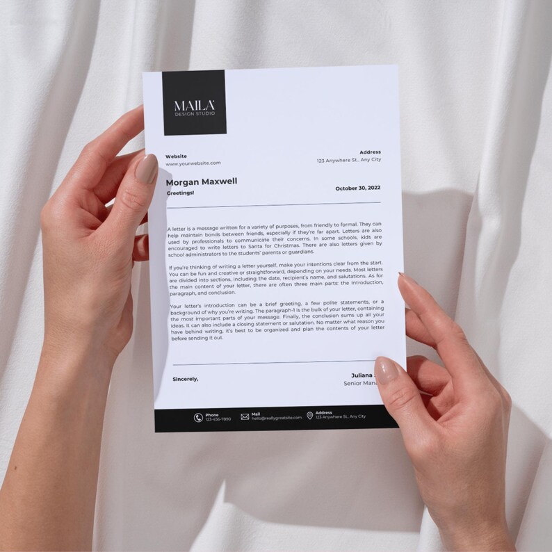 Plantilla de membrete moderna y elegante - Plantillas de Canva fáciles de editar - Membrete corporativo profesional, editable e imprimible - MD0036 imagen 2