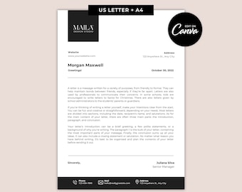 Clean & Modern Letterhead Template - Easy To Edit Canva Templates - Editable Printable Professional Corporate Letterhead - MD0036