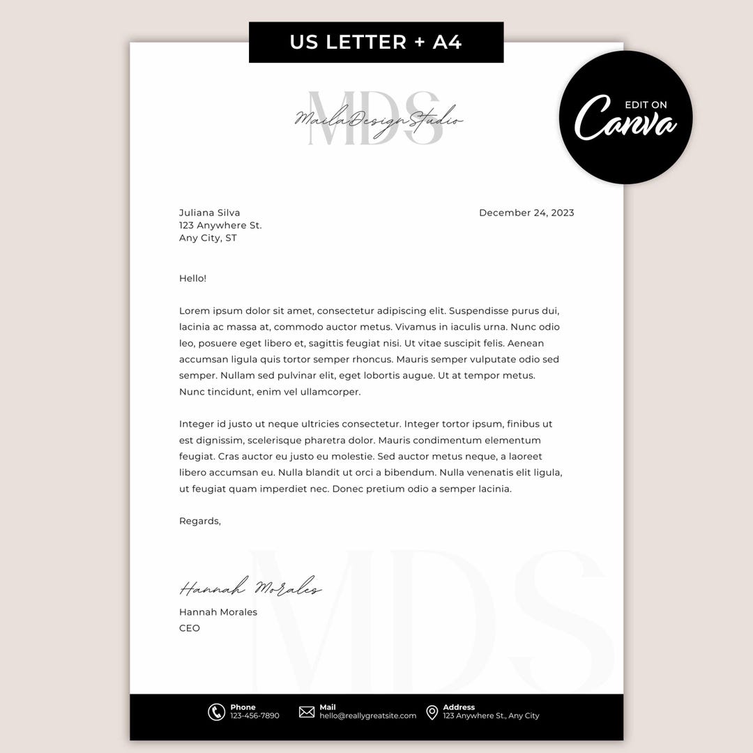 Clean & Modern Letterhead Template - Easy to Edit Canva Templates ...