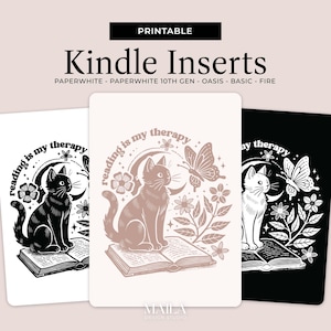 Inserti stampabili per Kindle - Inserto cartaceo per e-reader Kindle Black Cat - La lettura fai da te è il mio accessorio terapeutico Paperwhite Oasis Basic