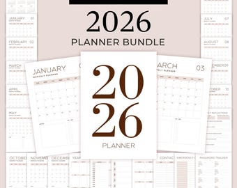 2026 Planner Template in Beige, Editable Canva Template, Ready To Print, Aesthetic Minimalistic Daily Lifestyle Printable, 8.5x11 A4 A5