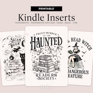 Druckbare Kindle Cover Einlagen - Papier Einleger für Paperwhite Fire Oasis Basic - DIY Vintage Witchy Salem Book Club Zubehör