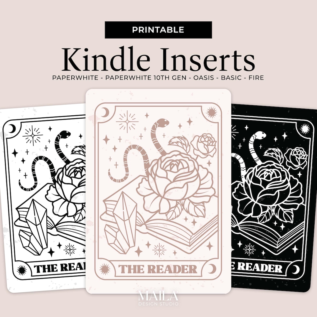 Kindle Inserts Design Printable Kindle Cover Inserts - Kindle E-reader Paper Insert for Clear ...