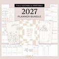 2027 Planner Template in Beige with Extra Covers, Editable Canva Template, Aesthetic Minimalistic Daily Lifestyle Printable Calendar, MD0147 product logo