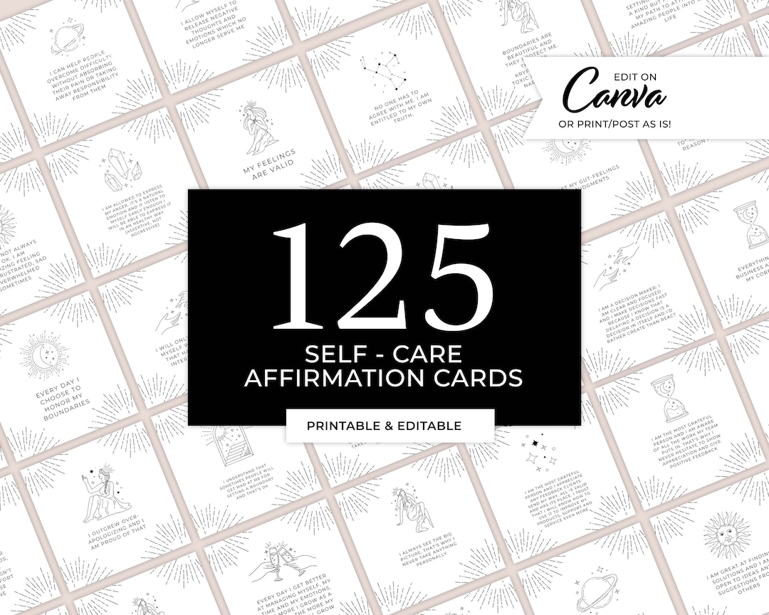 Self Care Affirmation Cards - Ready to Print and Easy to Edit Canva ...