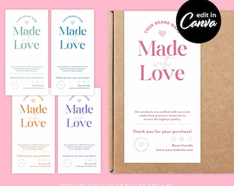 Box Seal Sticker Template - Easy To Edit Canva Templates - Editable Printable Box Sealing Label Made With Love Packaging Design - MD0092