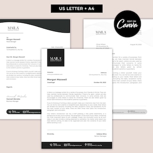 Paquete de plantillas de membrete limpio y moderno: plantillas de Canva fáciles de editar: 3 membretes corporativos profesionales editables e imprimibles: MD0037