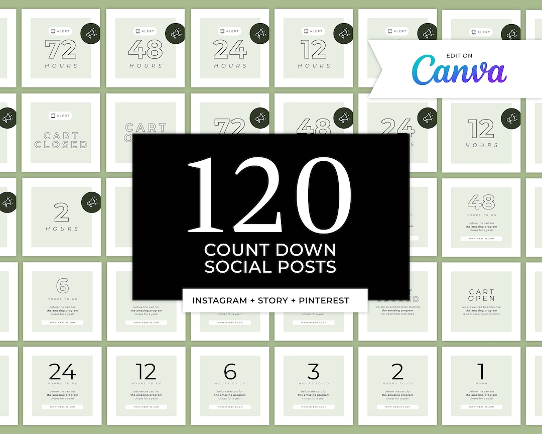 120 Countdown Product Launch Social Media Posts Easy to Edit - Etsy