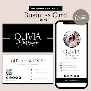 Modèle de carte de visite minimaliste - modèles Canva faciles à modifier - cartes de visite imprimables et numériques pour photographe agent immobilier - MD0044