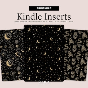 Inserts de couverture imprimables pour Kindle, intercalaire en papier pour liseuse Kindle, accessoire livresque DIY Lune céleste, sorcière et Tarrot pour Paperwhite Oasis Basic