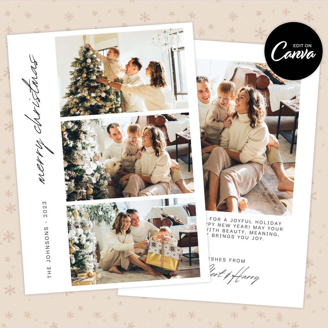 Family Photo Christmas Card Template - Easy to Edit Canva Template ...