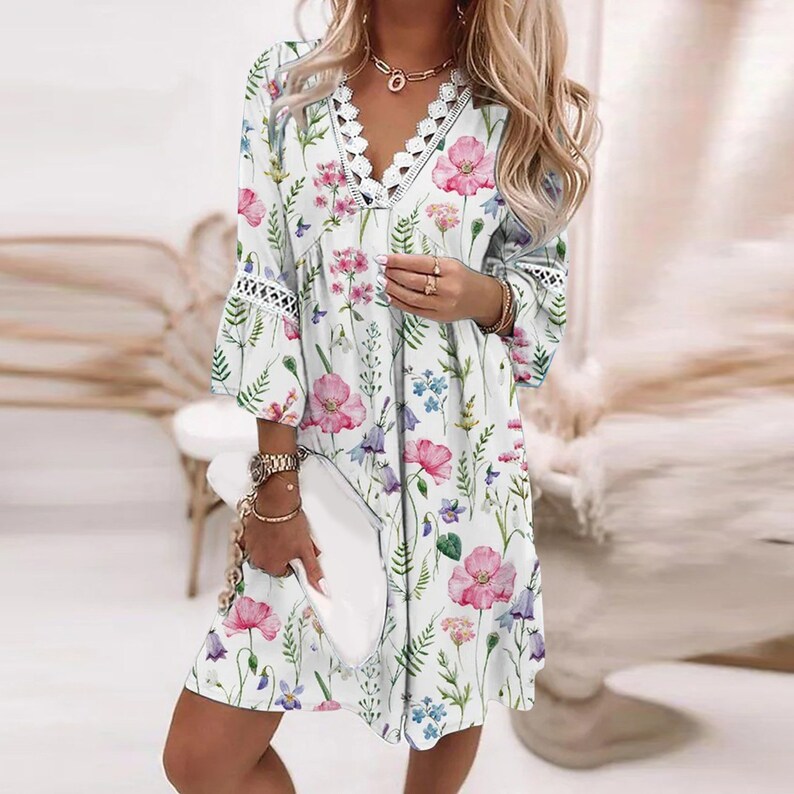 Robe bohème, robe bohème, robe d'été, robe mi-longue, robe à fleurs, robe à motifs, imprimé floral, robe vintage, robe pour femme, cadeau pour elle image 4