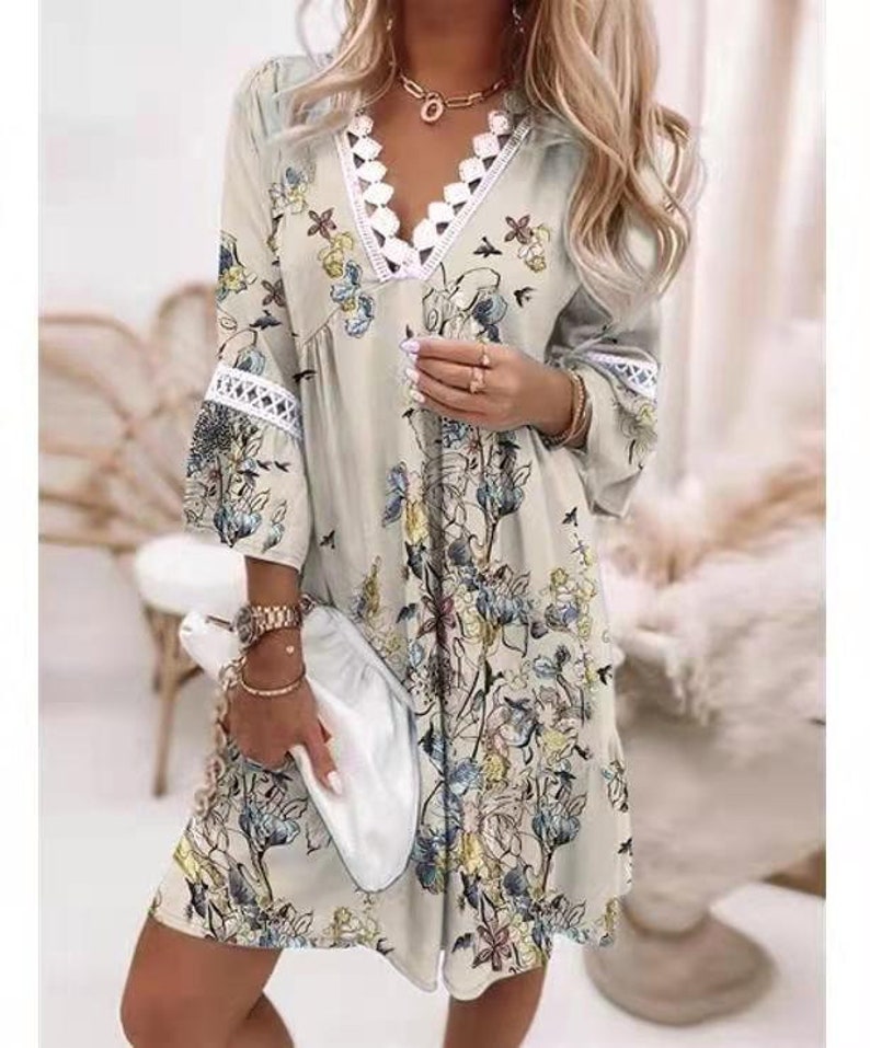 Robe bohème, robe bohème, robe d'été, robe mi-longue, robe à fleurs, robe à motifs, imprimé floral, robe vintage, robe pour femme, cadeau pour elle image 5