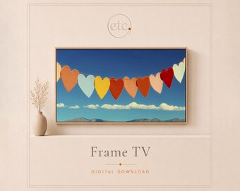 Heart Garland Frame TV Art – Valentine's Day Digital Download
