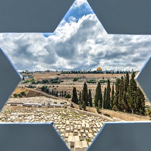 Mount of Olives in Jerusalem through the Star of David