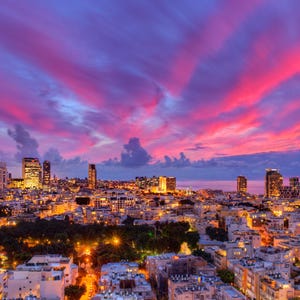 Picture of Tel Aviv Sunset, Fine Art Print of Tel Aviv, Artwork from the Holy Land of Israel
