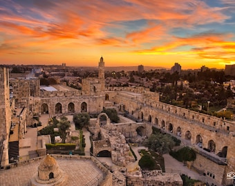 Tower of David Jerusalem Sunset, Fine Art Print from the Holy Land of Israel