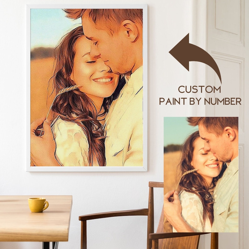 Custom Paint by Number Kitwedding Memorypaint Your Photostransfer Your Photo to