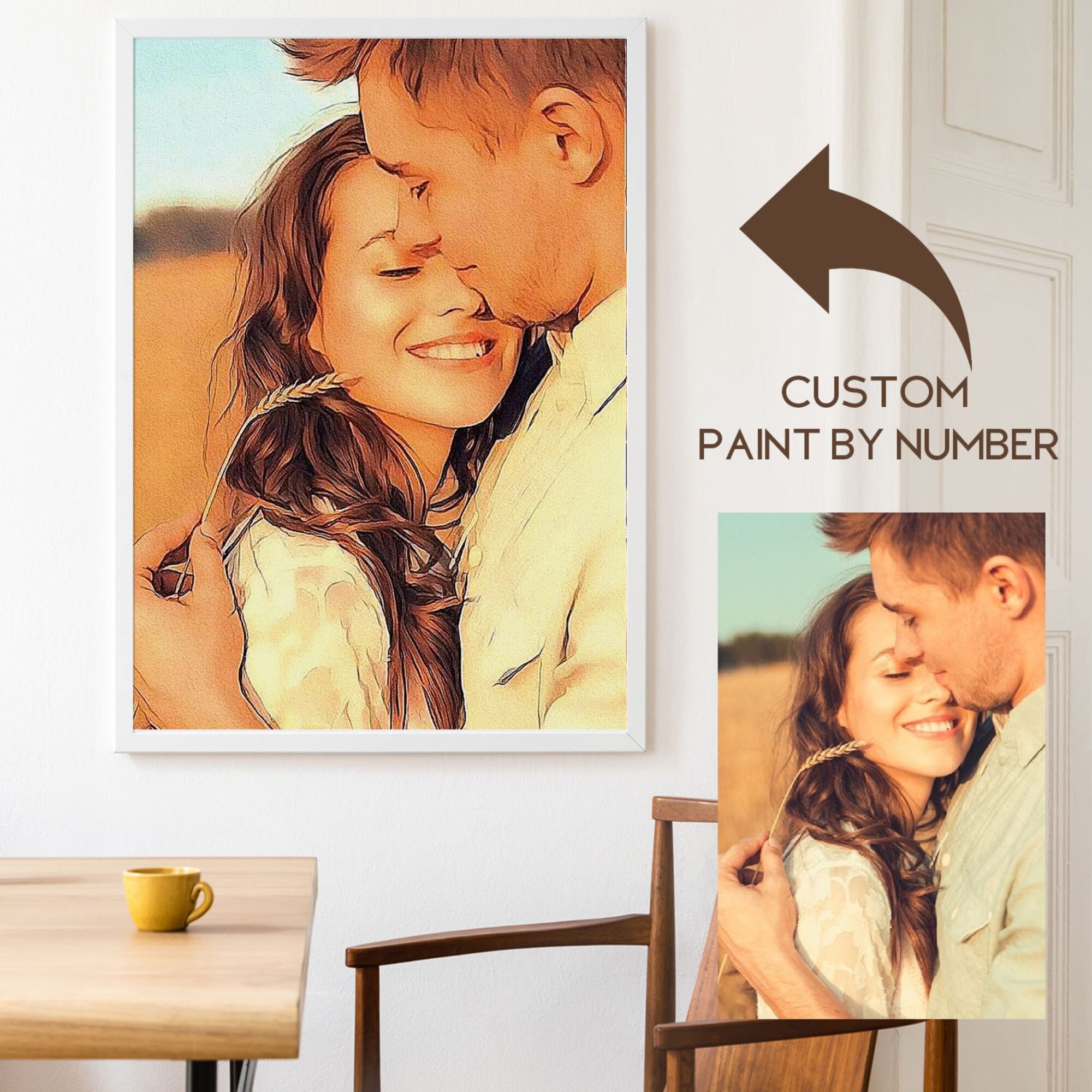 Custom Paint by Number Kit Couple in Love Painting From Photo on