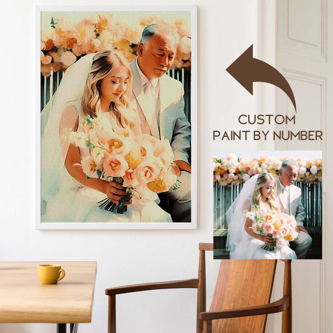 Custom Paint by Number Kitwedding Memorypaint Your Photostransfer Your
